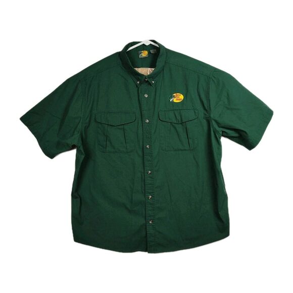 Bass Pro Shop Other - Bass Pro Shops Button-Up Shirt Men's 2XL Green Embroidered Logo Short Slvs